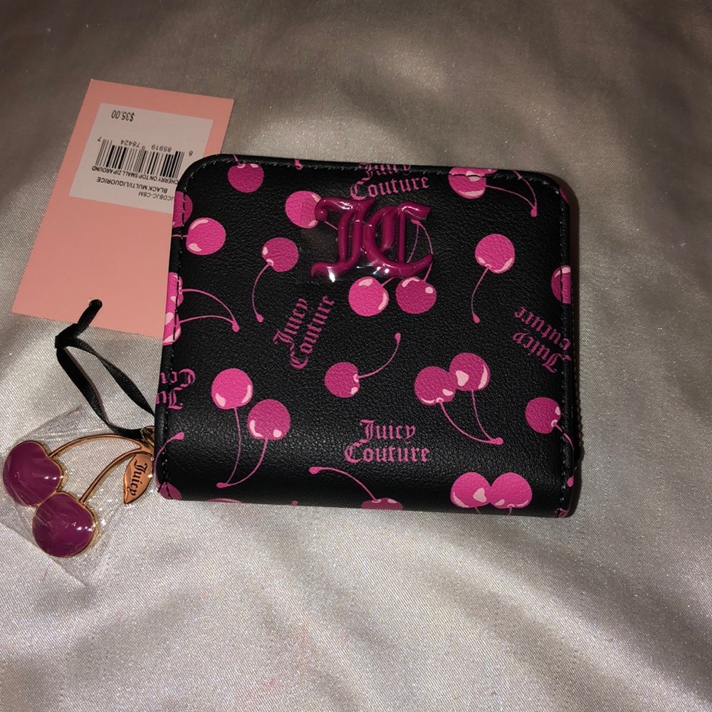 Juicy Couture Black Multi Liquorice Cherry On Top Small ZA Bifold Wallet NWT - Picture 3 of 16